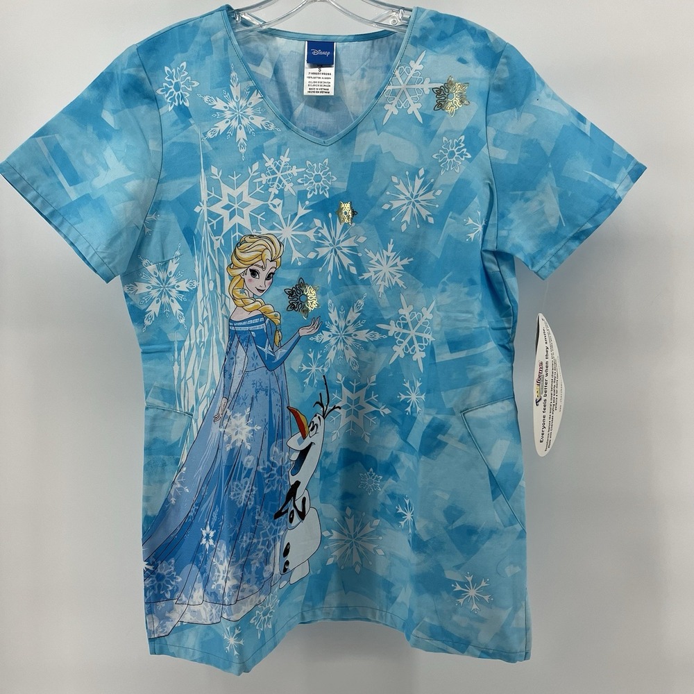 Cherokee Scrub Top Disney‎ Elsa Olaf Small